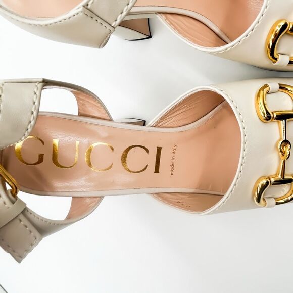 Gucci Baby Horsebit Platform Sandal Mystic White Heels New EU 41 US 11 - Picture 8 of 13